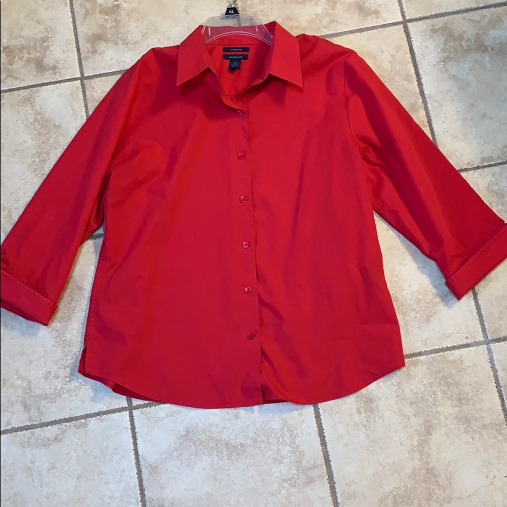 Wrinkle Free Red Blouse